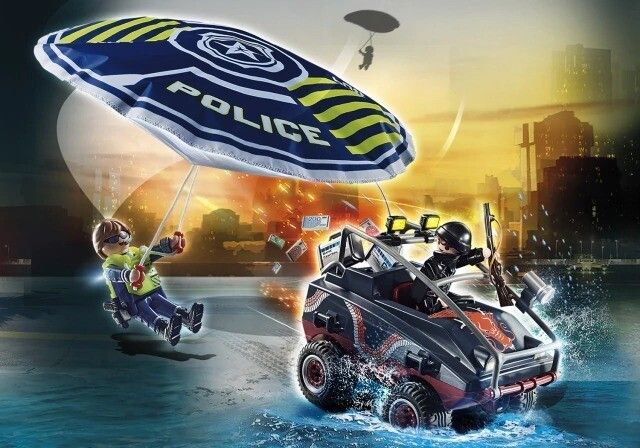 PLAYMOBIL POLICIA PARACAIDAS PERSECUCION ANFIBIO COD 70781 - Imagen 5