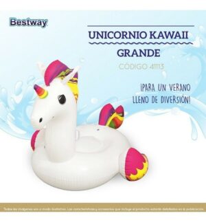 BESTWAY UNICORNIO INFLABLE FLOTADOR GIGANTE KAWAII COD 41113 - Imagen 2