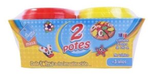 JUEGO DE MASAS EN POTE X2 140G EL DUENDE AZUL VR1 7639 PACK ROJO Y AMARILLO - Imagen 2