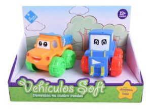 VEHICULOS BLANDOS INFANTILES X 2 EL DUENDE AZUL VR1 7518 VERDE Y NARANJA