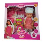 MUNECA MILA CHEF CARINITO CON ACCESORIOS VR2 923 DELANTAL ROJO