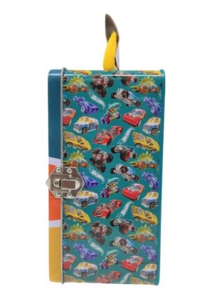 VALIJA LATA PORTA AUTOS CAR CASE METAL HOT WHEELS VR2 HWCC2 MODELO AMARILLO - Imagen 3