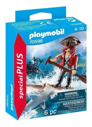 PLAYMOBIL PIRATA CON BALSA Y TIBURON MARTILLO COD 70598