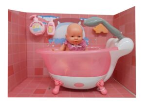 BEBE CON BANERA MAGICA LUCES COLOR Y MELODIAS AGUA VR1 0890 BAÑERA ROSA