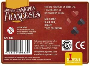 JUEGOS CON NAIPES FRANCESES CARTAS BONTUS COD 633 - Imagen 3