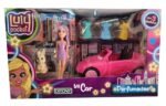 PLAYSET AUTO MUNECA Y ACCESORIOS LULY POCKET VR1 2427 VESTIDO LILA