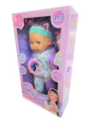 BEBOTE TINY LULI 32CM CON MAMADERA Y SONIDOS VR3 53722 ENTERIZO BLANCO Y LILA - Imagen 3