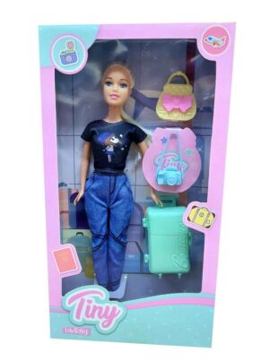 MUÑECA TINY VIAJERA CON ACCESORIOS VR1 53468 REMERA NEGRA - Imagen 3