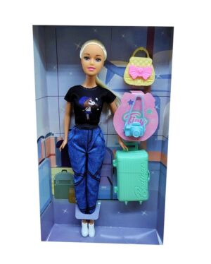 MUÑECA TINY VIAJERA CON ACCESORIOS VR1 53468 REMERA NEGRA - Imagen 2