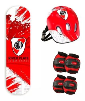 SET SKATE PATINETA RIVER PLATE C/ CASCO Y PROTECCION COD 12056
