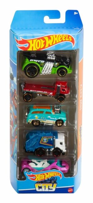 AUTOS HOT WHEELS PACK X 5 ORIGINAL MATTEL VR6 1806 PACK HOT WHEELS CITY CAMION DE BASURA - Imagen 2