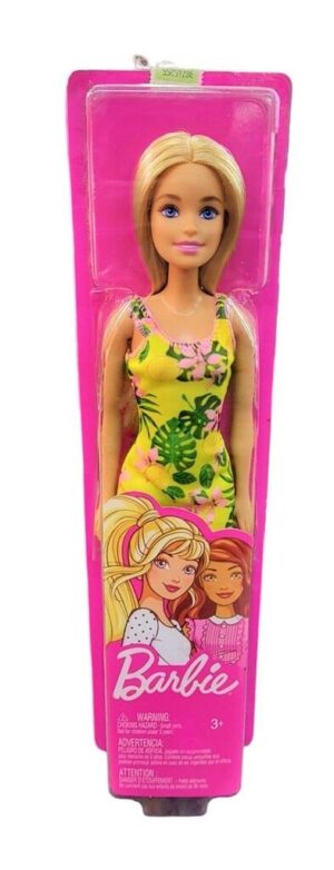 MUÑECA BARBIE CLASICA ORIGINAL VR1 T7439 VESTIDO AMARILLO FLOREADO