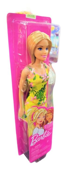MUÑECA BARBIE CLASICA ORIGINAL VR1 T7439 VESTIDO AMARILLO FLOREADO - Imagen 2
