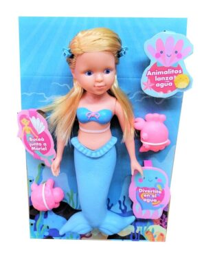 MUÑECA CARIÑITO SIRENITA MARIEL C/ANIMALITOS VR2 919 CELESTE - Imagen 2