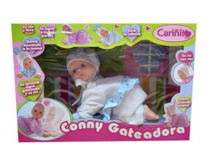 CARINITO CONNY BEBE GATEADORA VR5 0715 BLANCO Y CELESTE FLOREADO - Imagen 2