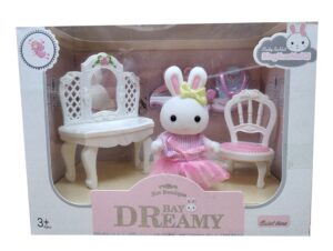 PLAYSET CONEJITO TOCADOR Y ACCESORIOS VR1 6621-1 VESTIDO ROSA