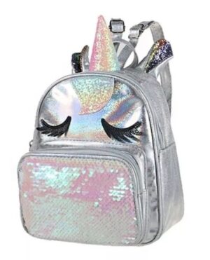 MOCHILA TRENDY JARDIN BRILLO UNICORNIO CUERO ECOLOGICO VR2 51324 PLATEADA