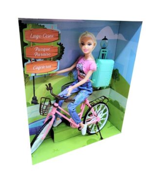 MUÑECA TINY Y SU BICICLETA VIAJERA VR4 53538 REMERA ROSA