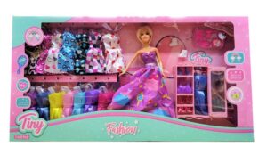 MUÑECA TINY PRINCESA C/ VESTIDOS Y PLACARD VR1 53476 REMERA VIOLETA C/ BRILLO - Imagen 2