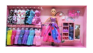 MUÑECA TINY PRINCESA C/ VESTIDOS Y PLACARD VR1 53476 REMERA VIOLETA C/ BRILLO - Imagen 3