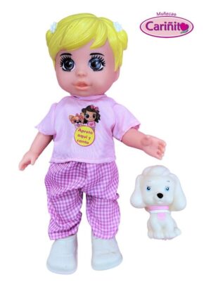 MUÑECA CARIÑITO TINY COZY MUSICAL CON MASCOTA VR2 0939 PANTALON A CUADROS - Imagen 2