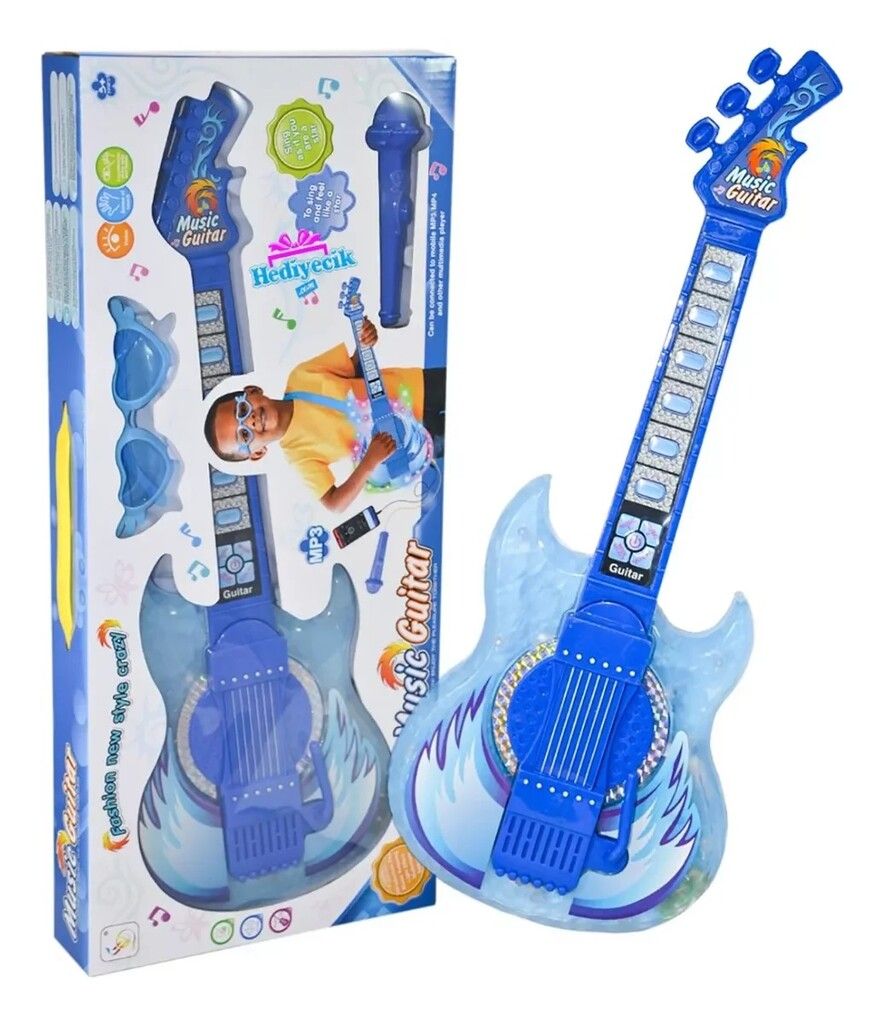 GUITARRA MUSICAL MP3 CON LENTES Y MICROFONO VR1 HD-773 AZUL - HD-773