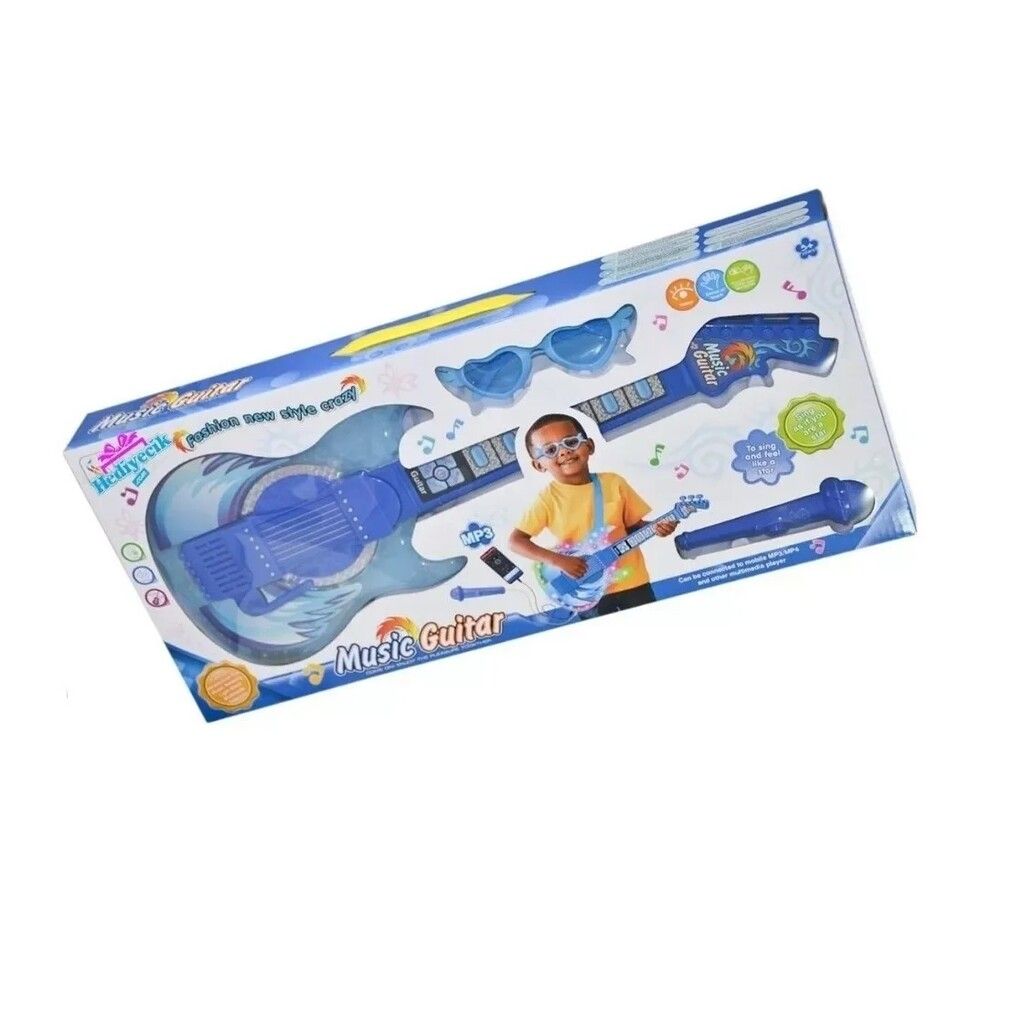 GUITARRA MUSICAL MP3 CON LENTES Y MICROFONO VR1 HD-773 AZUL - HD-773 - Imagen 4