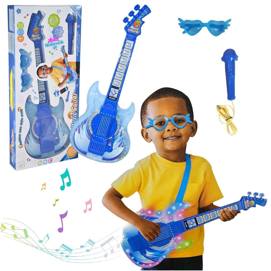 GUITARRA MUSICAL MP3 CON LENTES Y MICROFONO VR1 HD-773 AZUL - HD-773 - Imagen 8