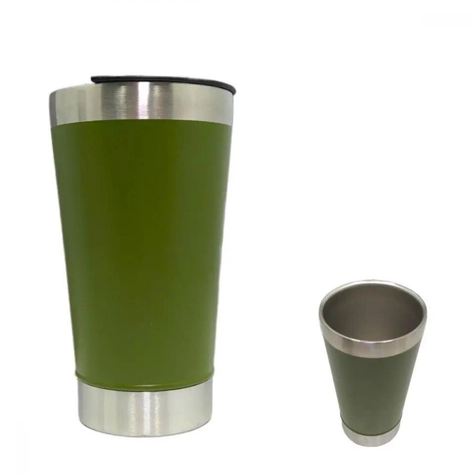 VASO CERVECERO TERMICO 502 ML CON DESTAPADOR VR3 SS037 VERDE - Imagen 2