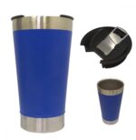 VASO CERVECERO TERMICO 502 ML CON DESTAPADOR VR4 SS037 AZUL