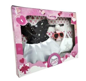 SET ROPA DE MUÑECA DREAM GIRL VR1 0953 VESTIDO BLANCO Y NEGRO - Imagen 2