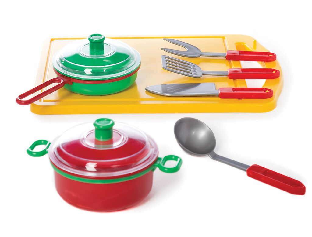 JUEGO DE COCINA OLLAS UTENSILLOS CON TABLA PETIT GOURMET COD N108