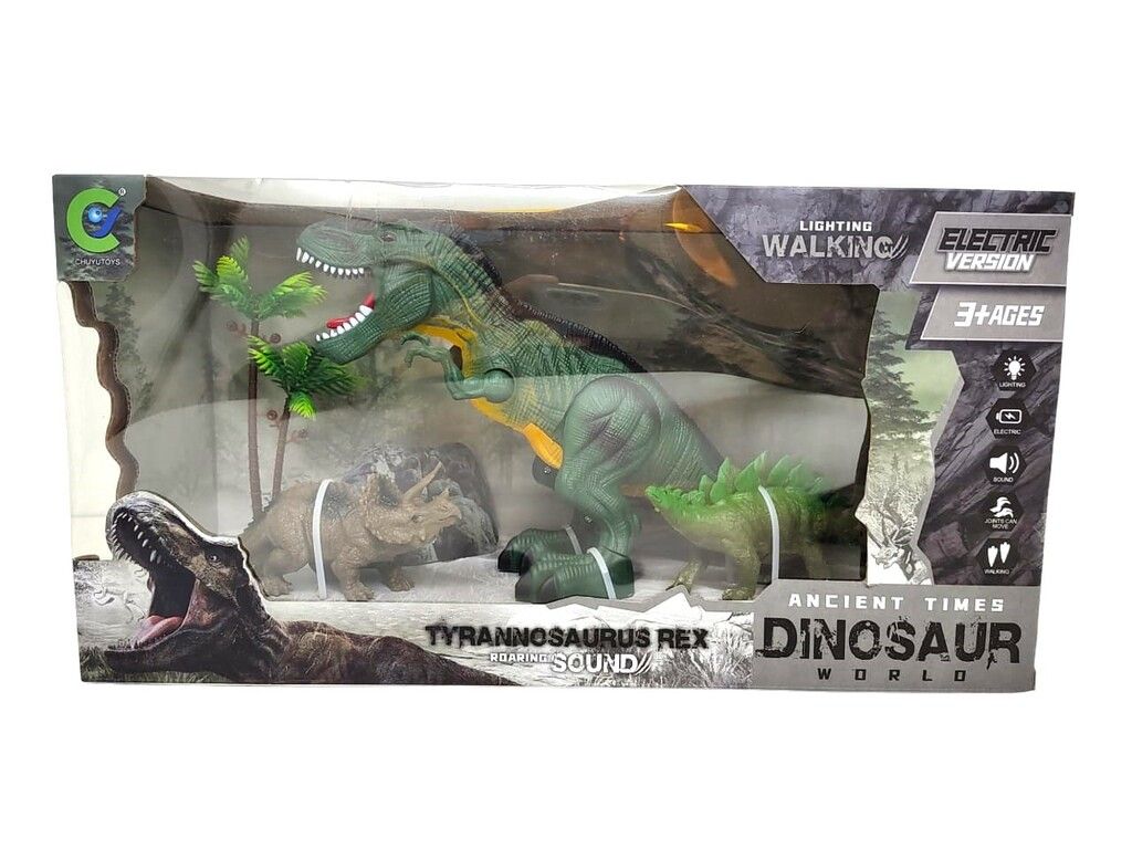 DINOSAURIO LUZ Y SONIDO CON ACCESORIOS Y DINOS VR1 54337 VERDE