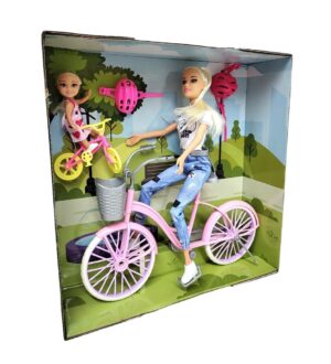 MUÑECA TINY Y LULY VAN DE PASEO EN BICI CON CASCO VR1 54537 REMERA BLANCA - Imagen 2