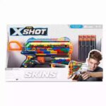 PISTOLA X-SHOT C/ DARDOS SKINS FLUX ZURU VR6 7298 STRIPER