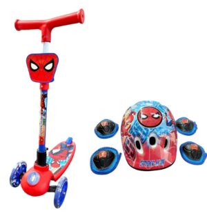 MONOPATIN SPIDERMAN PLEGABLE CON KIT DE PROTECCION VR1 12212 ROJO