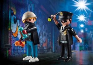 PACK X2 FIGURAS PLAYMOBIL POLICIA Y VANDALO COD 70822 - Imagen 5