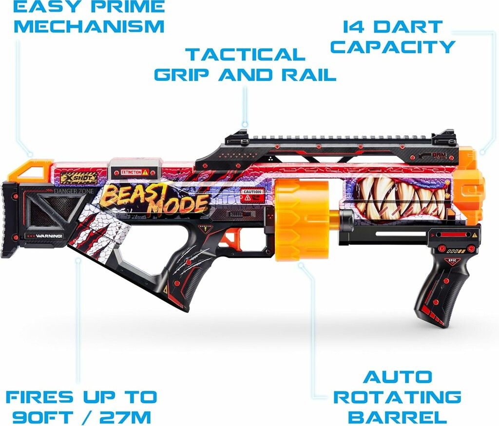 AMETRALLADORA X-SHOT C/ DARDOS SKINS LAST STAND VR6 7300 BEAST OUT - Imagen 3