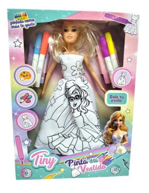 MUÑECA TINY VESTIDO PARA PINTAR CON FIBRAS COD 54928