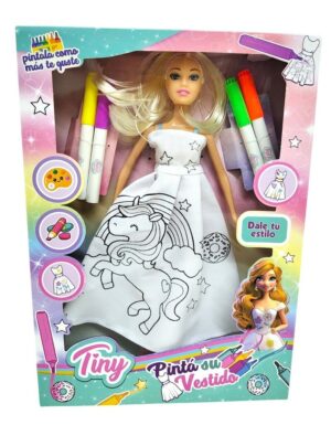 MUÑECA TINY VESTIDO PARA PINTAR CON FIBRAS COD 54928 - Imagen 6