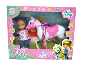 MINI MUÑECA LUCY POP Y SU CABALLO C/ ACCESORIOS VR2 54912 PELO VIOLETA