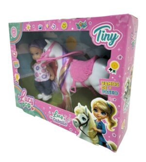 MINI MUÑECA LUCY POP Y SU CABALLO C/ ACCESORIOS VR2 54912 PELO VIOLETA - Imagen 2