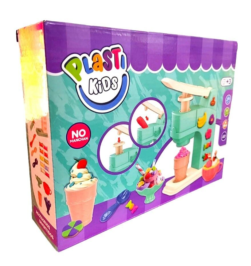 SET MASAS CON ACCESORIOS MAQUINA DE HELADOS PLASTIKIDS VR2 55152 VERDE - Imagen 6