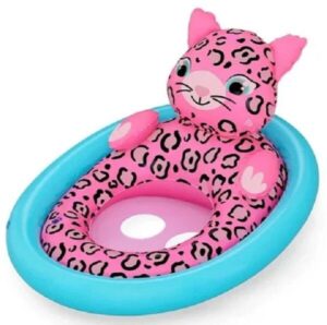 BOTE INFLABLE BEBE ASIENTO ANIMALITOS BESTWAY VR1 34180-7516 LEOPARDO ROSA