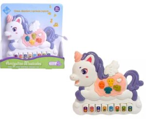 PIANITO LUZ Y SONIDO ANIMALITOS EL DUENDE AZUL VR3 7861 UNICORNIO VIOLETA