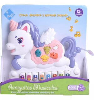 PIANITO LUZ Y SONIDO ANIMALITOS EL DUENDE AZUL VR3 7861 UNICORNIO VIOLETA - Imagen 3