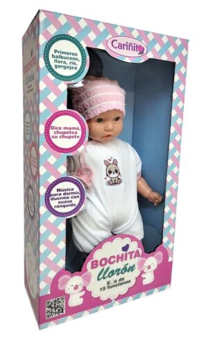 BEBOTE CARIÑITO BOCHITA LLORON CON SONIDOS VR1 0956 GORRO ROSA