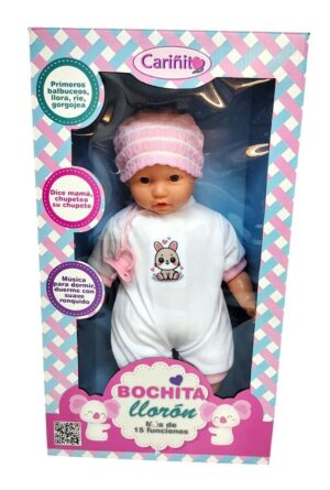 BEBOTE CARIÑITO BOCHITA LLORON CON SONIDOS VR1 0956 GORRO ROSA - Imagen 5