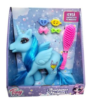 MUÑECA PONY TINY CON ACCESORIOS PARA PEINAR VR4 53613 CELESTE