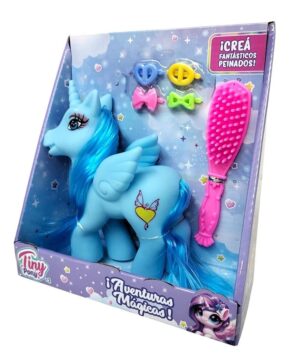 MUÑECA PONY TINY CON ACCESORIOS PARA PEINAR VR4 53613 CELESTE - Imagen 3